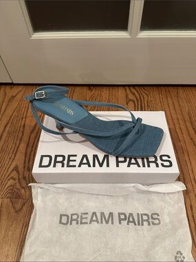 Dream Pairs Strappy Denim Kitten Heel